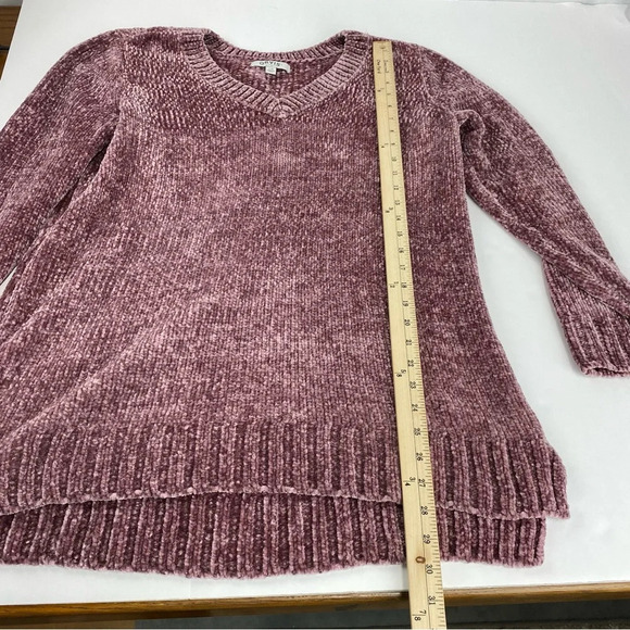 Orvis Womens Large Chenille Velvet Pullover Sweater Mauve Pink Velour V Neck - Picture 3 of 7